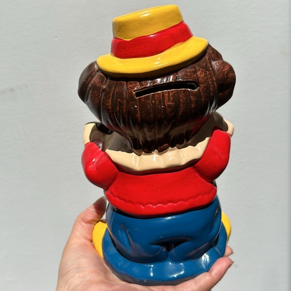 Vintage Happy Clown Playing Violin Saving Coin Piggy Bank - Picture 6 of 11